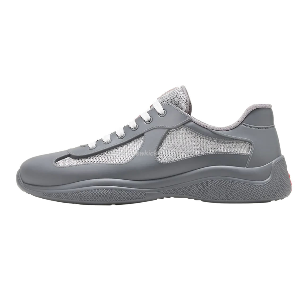 Prada Logo Lacing Low Cut Sneakers In Gray Steel Sneakers (1) - www.newkick.vip